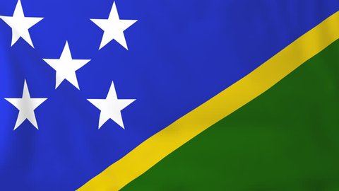 Flag of Solomon islands, slow motion waving. Rendered using official design and colors. Highly detailed fabric texture. Seamless loop in full 4K resolution. ProRes 422 codec.