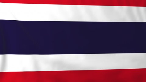 Flag of Thailand, slow motion waving. Rendered using official design and colors. Highly detailed fabric texture. Seamless loop in full 4K resolution. ProRes 422 codec.