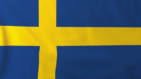 Flag of Sweden, slow motion waving. Rendered using official design and colors. Highly detailed fabric texture. Seamless loop in full 4K resolution. ProRes 422 codec.