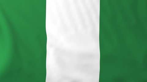 Flag of Nigeria, slow motion waving. Rendered using official design and colors. Highly detailed fabric texture. Seamless loop in full 4K resolution. ProRes 422 codec.