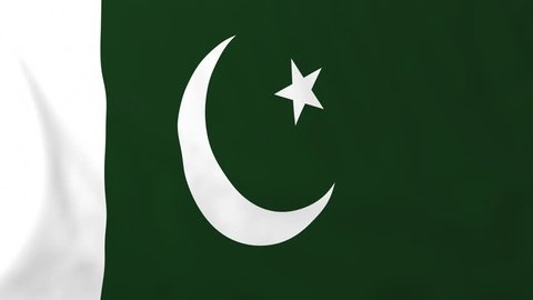 Flag of Pakistan, slow motion waving. Rendered using official design and colors. Highly detailed fabric texture. Seamless loop in full 4K resolution. ProRes 422 codec.
