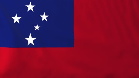 Flag of Samoa, slow motion waving. Rendered using official design and colors. Highly detailed fabric texture. Seamless loop in full 4K resolution. ProRes 422 codec.