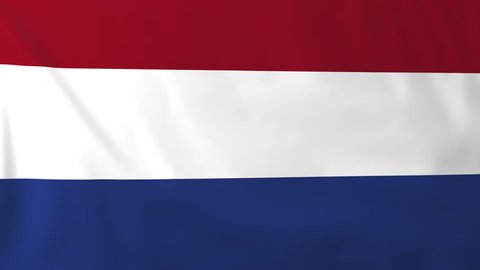 Flag of Netherlands, slow motion waving. Rendered using official design and colors. Highly detailed fabric texture. Seamless loop in full 4K resolution. ProRes 422 codec.