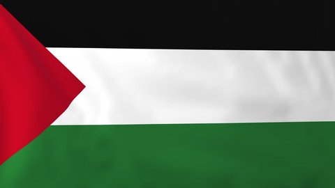 Flag of Palestine, slow motion waving. Rendered using official design and colors. Highly detailed fabric texture. Seamless loop in full 4K resolution. ProRes 422 codec.