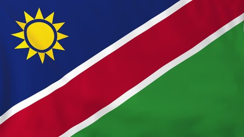Flag of Namibia, slow motion waving. Rendered using official design and colors. Highly detailed fabric texture. Seamless loop in full 4K resolution. ProRes 422 codec.