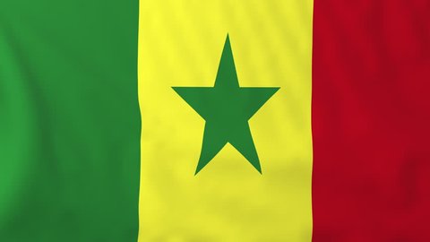 Flag of Senegal, slow motion waving. Rendered using official design and colors. Highly detailed fabric texture. Seamless loop in full 4K resolution. ProRes 422 codec.
