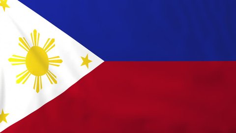 Flag of Philippines, slow motion waving. Rendered using official design and colors. Highly detailed fabric texture. Seamless loop in full 4K resolution. ProRes 422 codec.