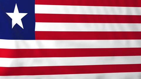 Flag of Liberia, slow motion waving. Rendered using official design and colors. Highly detailed fabric texture. Seamless loop in full 4K resolution. ProRes 422 codec.