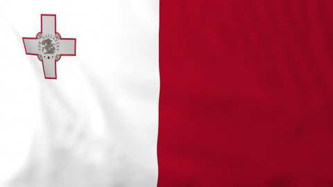Flag of Malta, slow motion waving. Rendered using official design and colors. Highly detailed fabric texture. Seamless loop in full 4K resolution. ProRes 422 codec.