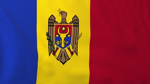 Flag of Moldova, slow motion waving. Rendered using official design and colors. Highly detailed fabric texture. Seamless loop in full 4K resolution. ProRes 422 codec.