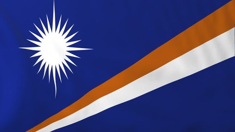 Flag of Marshall Islands, slow motion waving. Rendered using official design and colors. Highly detailed fabric texture. Seamless loop in full 4K resolution. ProRes 422 codec.