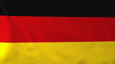 Flag of Germany, slow motion waving. Rendered using official design and colors. Highly detailed fabric texture. Seamless loop in full 4K resolution. ProRes 422 codec.