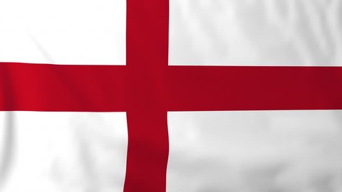 Flag of England, slow motion waving. Rendered using official design and colors. Highly detailed fabric texture. Seamless loop in full 4K resolution. ProRes 422 codec.