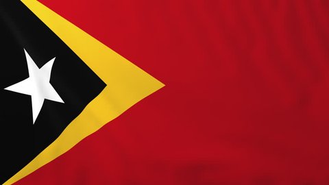 Flag of East Timor, slow motion waving. Rendered using official design and colors. Highly detailed fabric texture. Seamless loop in full 4K resolution. ProRes 422 codec.