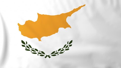 Flag of Cyprus, slow motion waving. Rendered using official design and colors. Highly detailed fabric texture. Seamless loop in full 4K resolution. ProRes 422 codec.