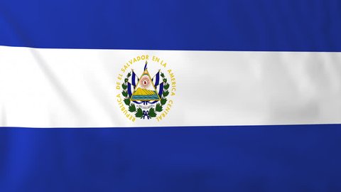 Flag of El Salvador, slow motion waving. Rendered using official design and colors. Highly detailed fabric texture. Seamless loop in full 4K resolution. ProRes 422 codec.