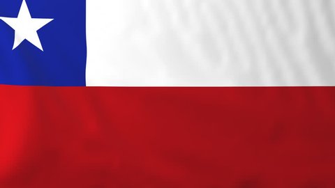 Flag of Chile, slow motion waving. Rendered using official design and colors. Highly detailed fabric texture. Seamless loop in full 4K resolution. ProRes 422 codec.