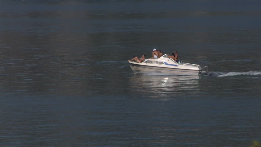A motorboat in Lake Como 