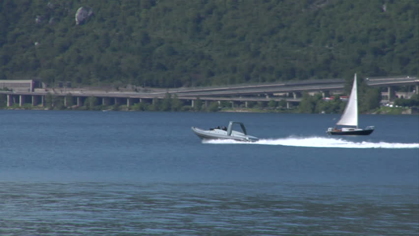 A motorboat in Lake Como 