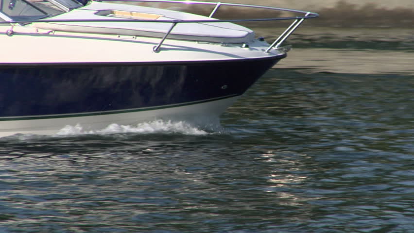 Closeup of motorboat in slow motion