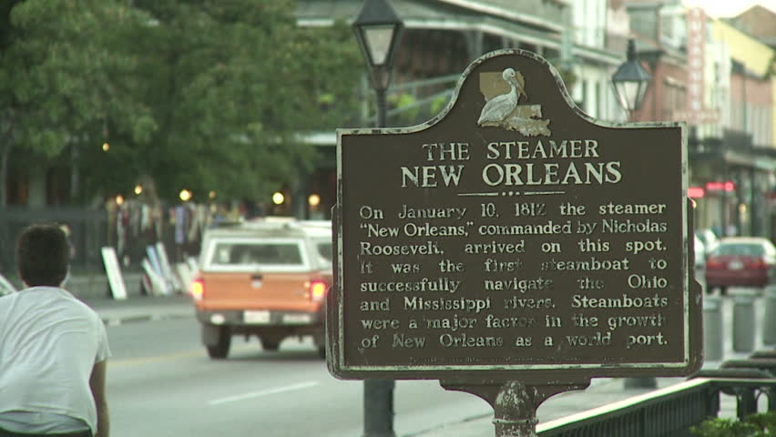New Orleans historical marker "the steamer" w/ bicyclist (2)