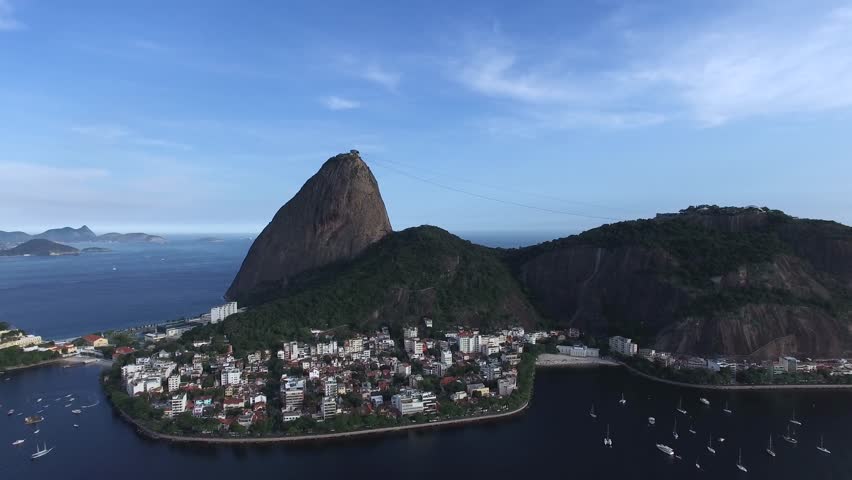 Aerial view of Sugarloaf Mountain in Rio de Janeiro, Brazil.