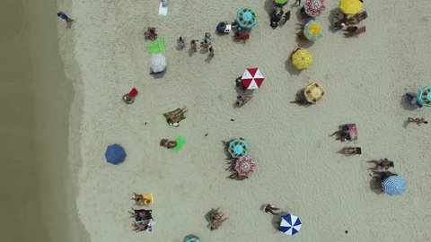 Top View of Crowd of People in a Beach, Rio de Janeiro, Brazil