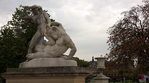 PARIS, FRANCE - AUTUMN, 2015: The monument, a sculpture in Paris. France. Shot in 4K (ultra-high definition (UHD)).