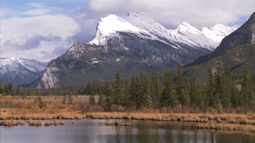 Mount Rundle and Vermilion Lake in the autumn zoom out part one