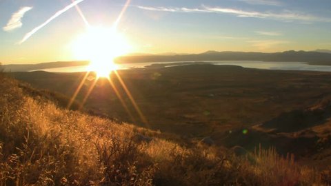 Time lapse footage of sunrise over Mono Lake at scenic view point