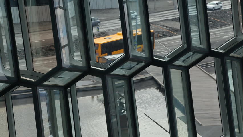 harpa building close up on glass in Reykjavik, Iceland