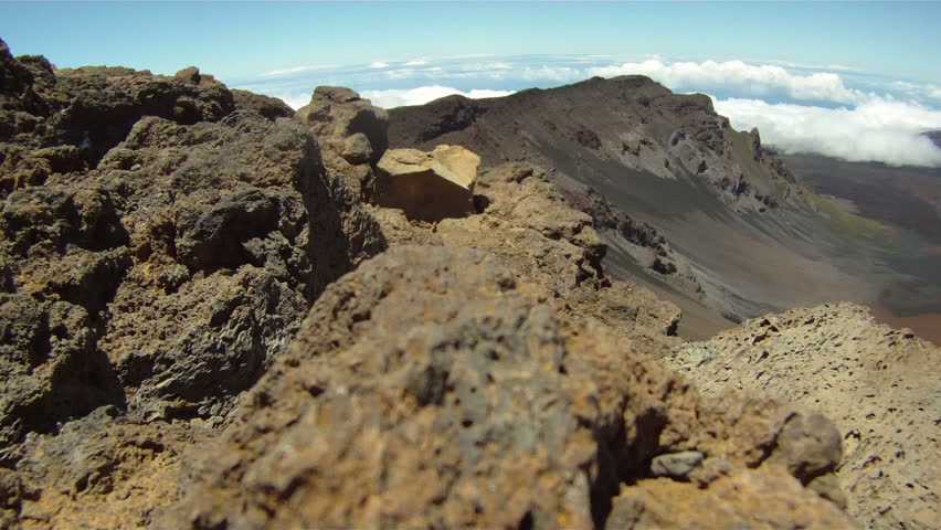 Clouds in the valley of Haleakala volcano in Maui Hawaii.