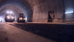 Video of the Construction of new road in the tunnel