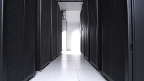 Rows of racks with telecommunication equipment in room of datacenter - Powered by Shutterstock - Get 15% off with code: PIKWIZARD15