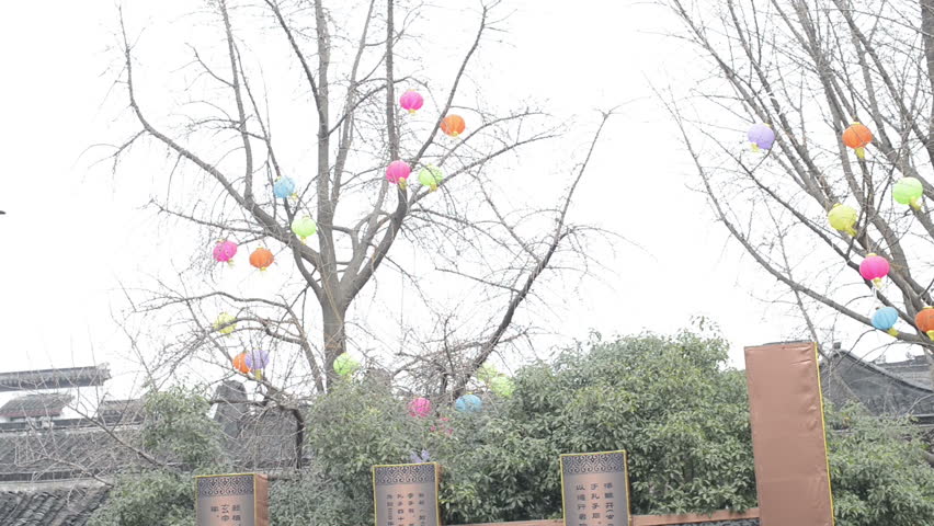 Confucius statue. Text on the pavilion translating into English is Dacheng Hall. Located in Nanjing Confucius Temple, Nanjing City, Jiangsu Province, China.