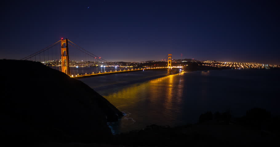 5k Time-lapse of traffic on Golden Gate Bridge, San Francisco at night. | Shutterstock HD Video #12902963