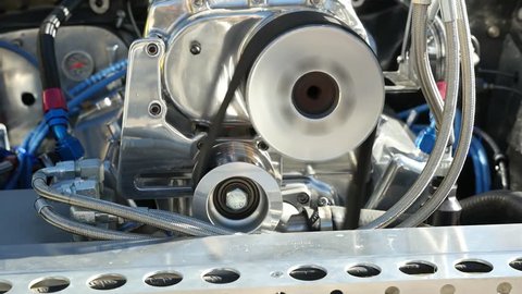 Close up of a race car engine