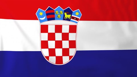 Flag of Croatia, slow motion waving. Rendered using official design and colors. Highly detailed fabric texture. Seamless loop in full 4K resolution. ProRes 422 codec.