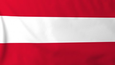 Flag of Austria, slow motion waving. Rendered using official design and colors. Highly detailed fabric texture. Seamless loop in full 4K resolution. ProRes 422 codec.