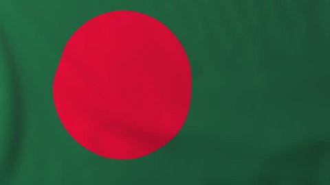Flag of Bangladesh, slow motion waving. Rendered using official design and colors. Highly detailed fabric texture. Seamless loop in full 4K resolution. ProRes 422 codec.