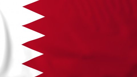 Flag of Bahrain, slow motion waving. Rendered using official design and colors. Highly detailed fabric texture. Seamless loop in full 4K resolution. ProRes 422 codec.
