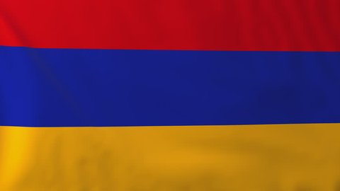 Flag of Armenia, slow motion waving. Rendered using official design and colors. Highly detailed fabric texture. Seamless loop in full 4K resolution. ProRes 422 codec.