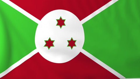Flag of Burundi, slow motion waving. Rendered using official design and colors. Highly detailed fabric texture. Seamless loop in full 4K resolution. ProRes 422 codec.