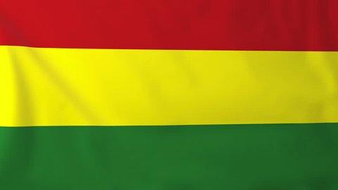 Flag of Bolivia, slow motion waving. Rendered using official design and colors. Highly detailed fabric texture. Seamless loop in full 4K resolution. ProRes 422 codec.