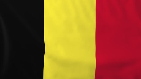 Flag of Belgium, slow motion waving. Rendered using official design and colors. Highly detailed fabric texture. Seamless loop in full 4K resolution. ProRes 422 codec.