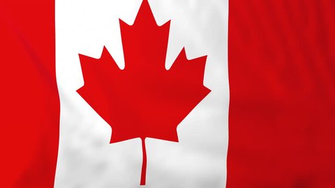 Flag of Canada, slow motion waving. Rendered using official design and colors. Highly detailed fabric texture. Seamless loop in full 4K resolution. ProRes 422 codec.