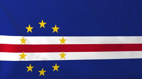 Flag of Cape Verde, slow motion waving. Rendered using official design and colors. Highly detailed fabric texture. Seamless loop in full 4K resolution. ProRes 422 codec.