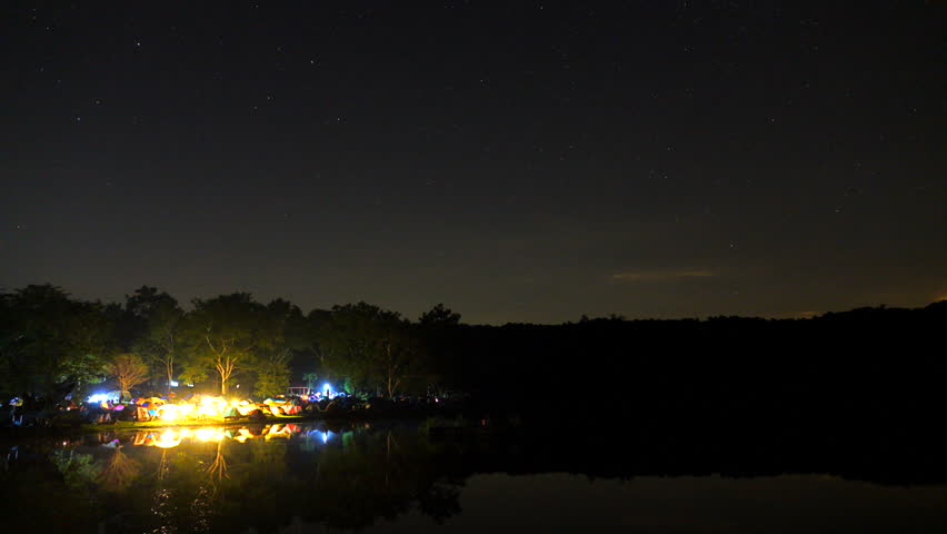 HD: Camping and Star trail at lake , 1920x1080