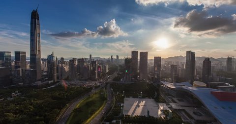 Time Lapse - Shenzhen Skyline From Day to Night,4k