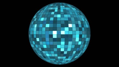 Twinkling Hi-Tech Squares Spinning Globe, Cyan Blue, Alpha Channel, Loopable, HD